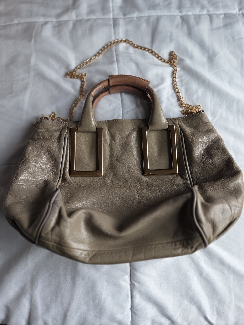 Chloe Leather Top-Handle Satchel with Gold Hardware